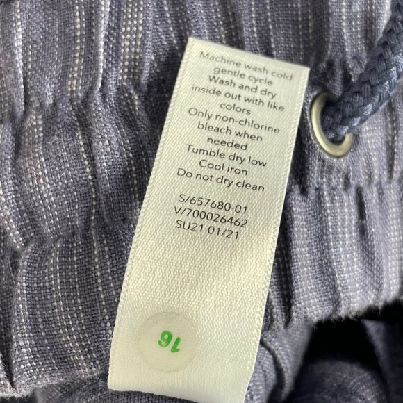 Athleta Womens Cabo Linen Textured Wide Leg Pants Blue Loose Fit Pockets Size 8 - Picture 8 of 12